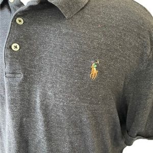 POLO‎ RALPH LAUREN Grey Heathered Classic Fit Polo Shirt Pony Logo Size XXL